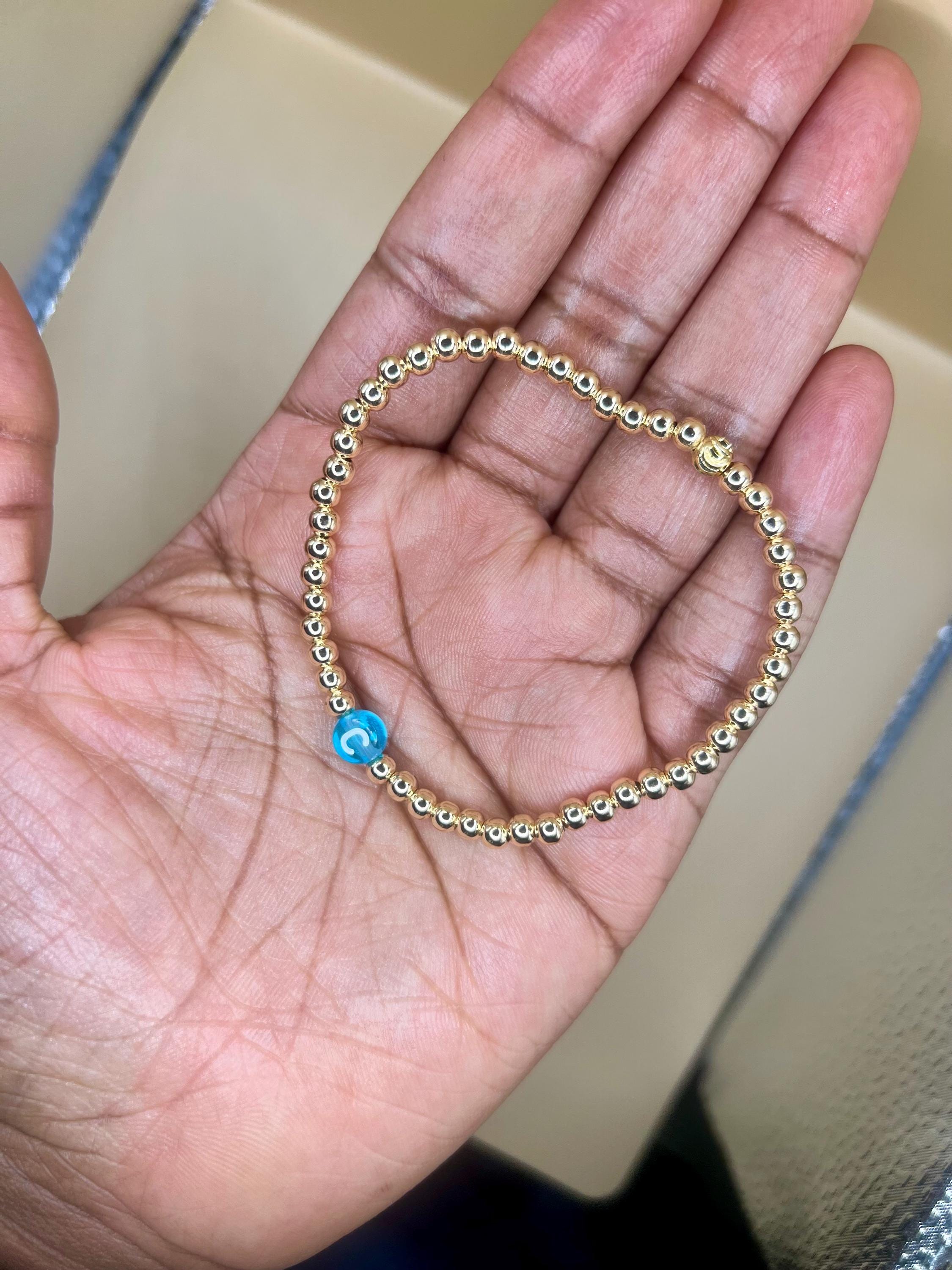 Custom Name initial Bracelet: Personalized Beaded Word Bracelet view 3