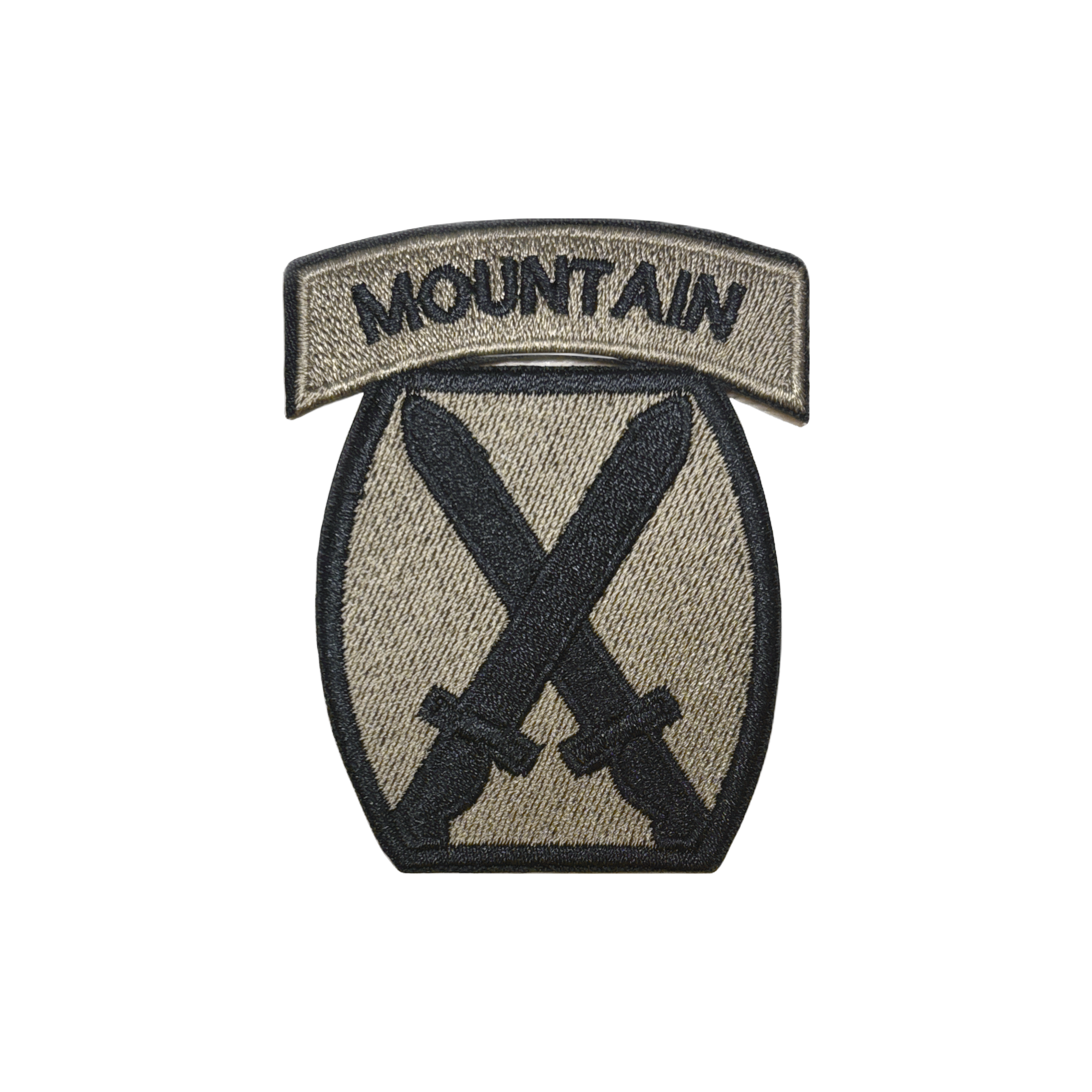 10th Mountain Division Patch  Iron-on Brown & Black