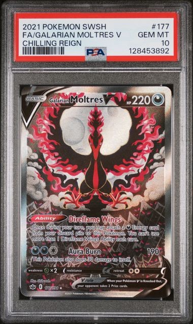 2021 POKEMON SWORD & SHIELD CHILLING REIGN #177 FA/GALARIAN MOLTRES V CHILLING REIGN