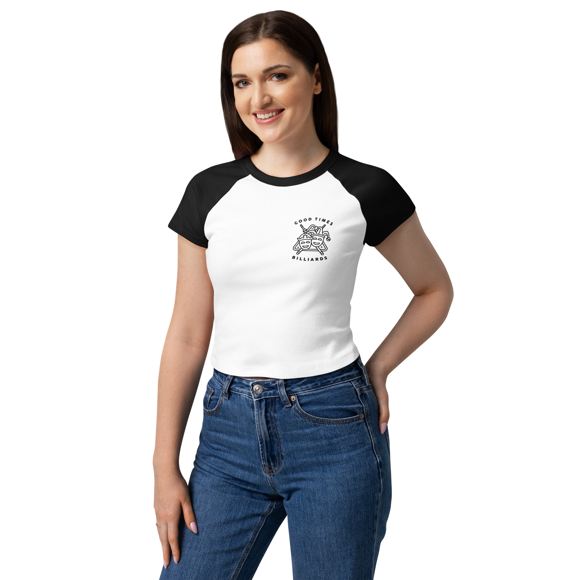 In My Pool Hall Era Women’s Baby Tee – Retro Billiards Graphic Shirt | Good Times Billiards | Bella + Canvas 1201 thumbnail 2