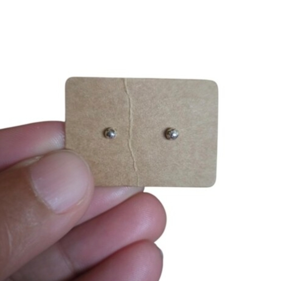 Silver Tone Stud Earrings Minimal Ball Design