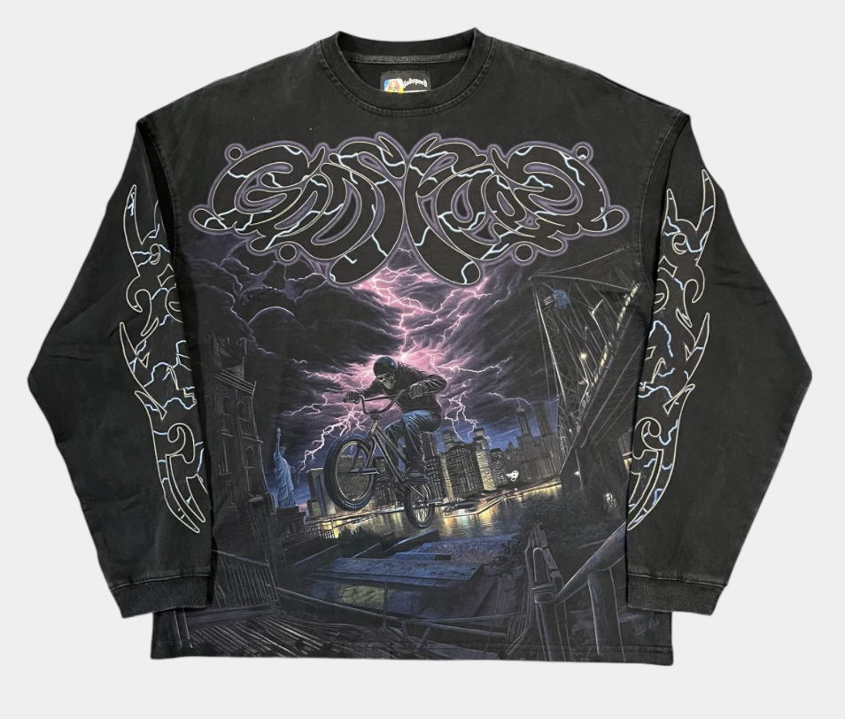 GODSPEED B.M.X WASHED BLACK LONGSLEEVE T-SHIRT