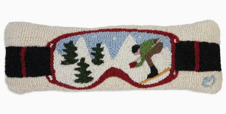 Ski Goggles Hooked Pillow 8"x24"