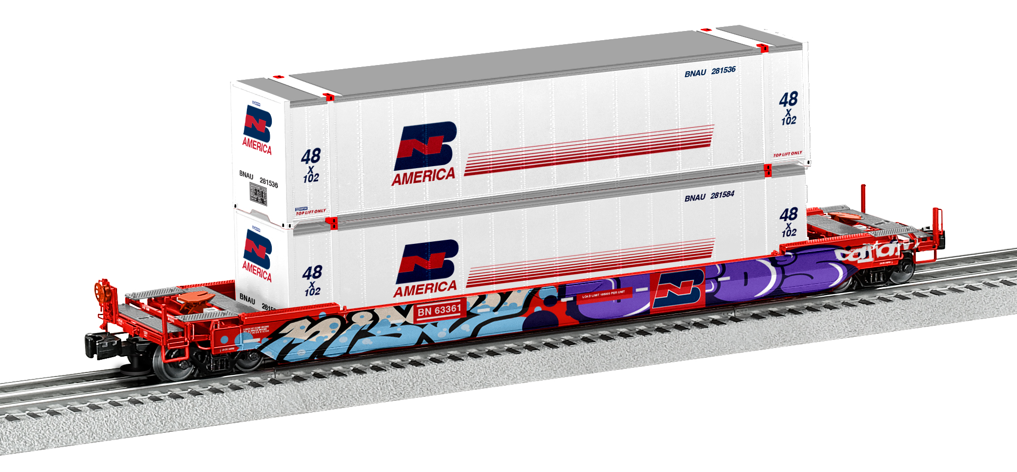 Lionel BN Husky Stack #63361 O Scale W/ Graffiti  2226572