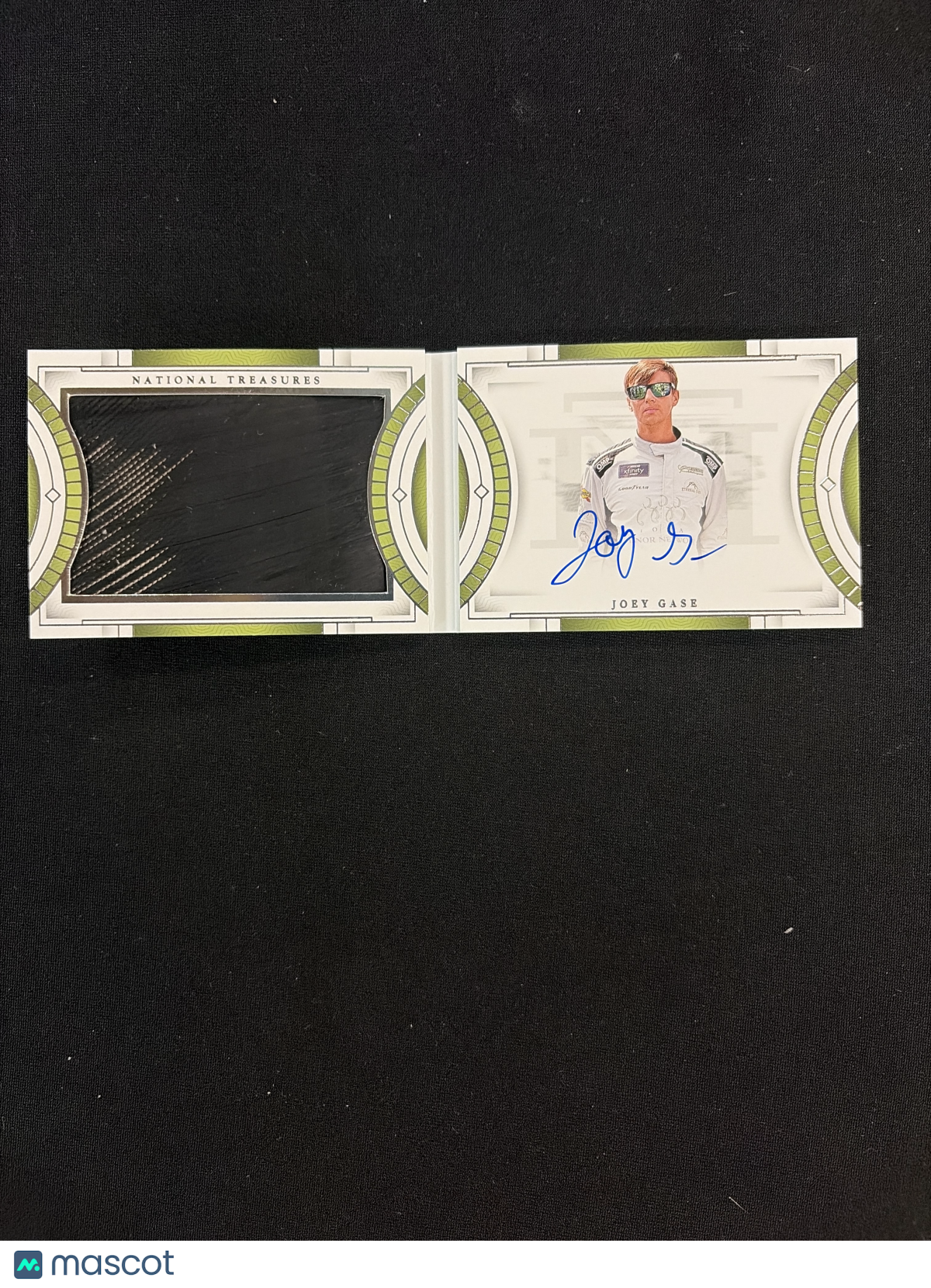 2024 Panini National Treasures Joey Gase Green Foil Signature Booklet Tire /25