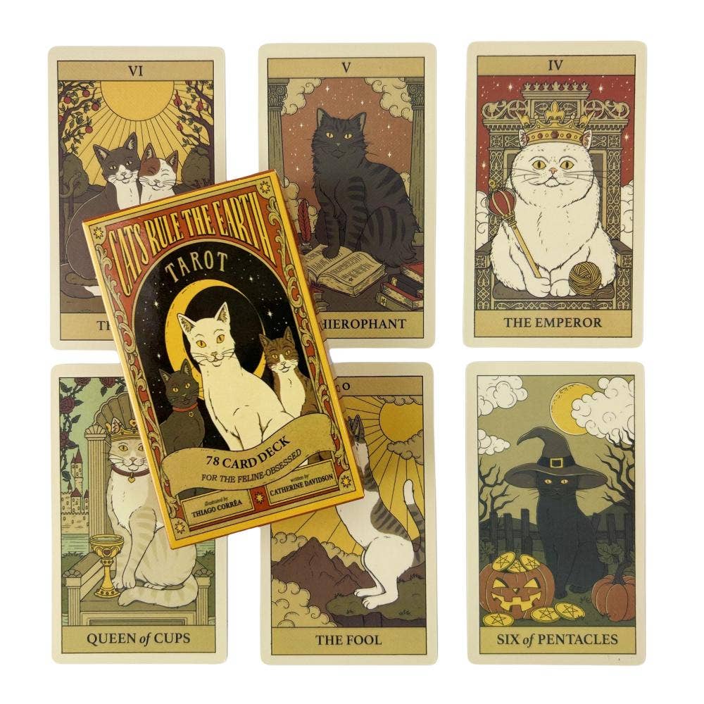 Magnifique Hearts - Cats Rule the Earth Tarot – 78-Card Cat-Themed Deck Set