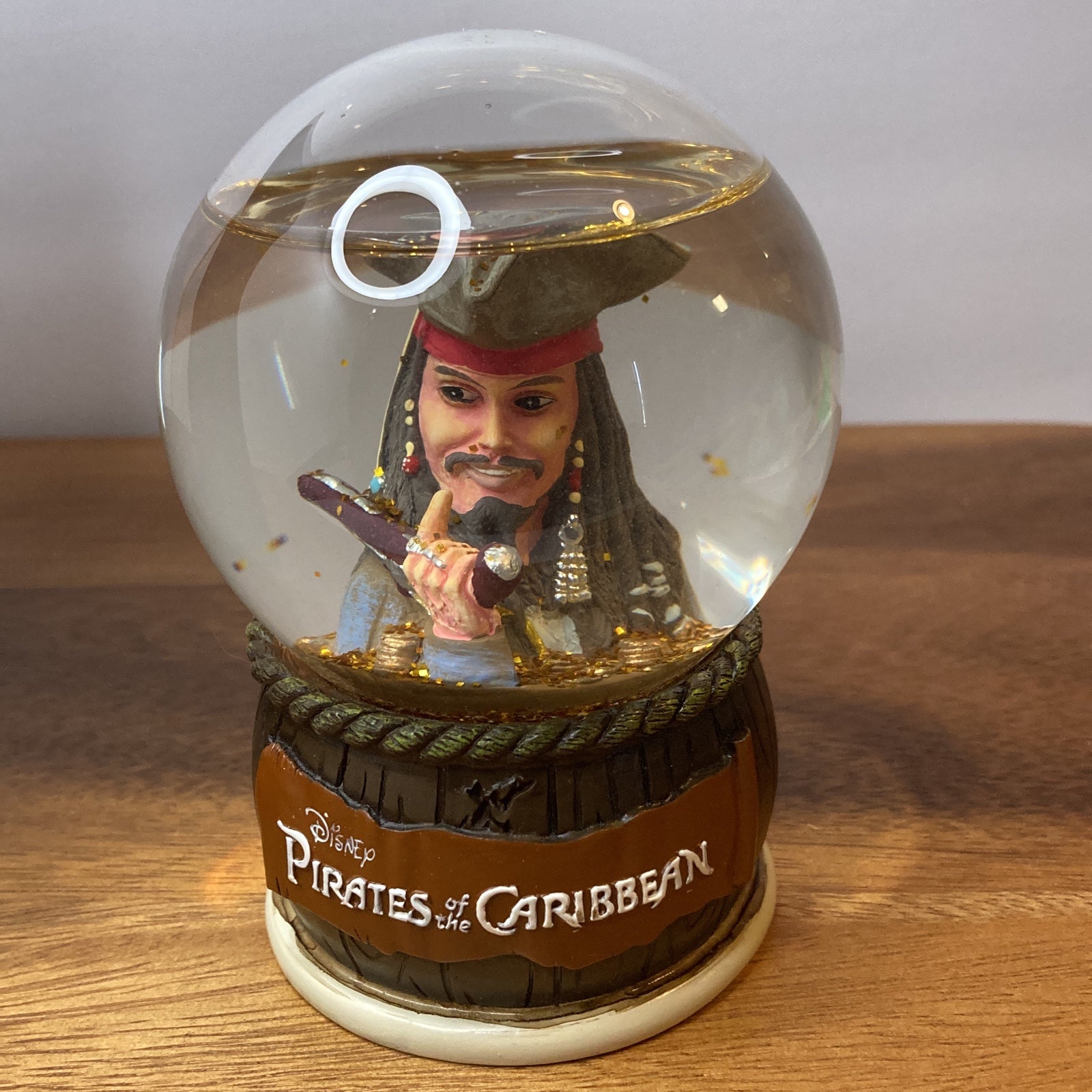 Disney Pirates Of The Caribbean JACK SPARROW Snow globe golden glitter