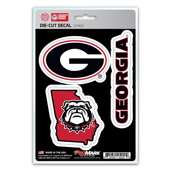 Georgia Bulldogs Die Cut Team Decals 3pk