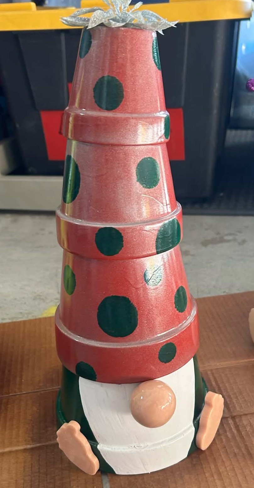 Gnome - Large - Red/Black with Silver Flower on Head