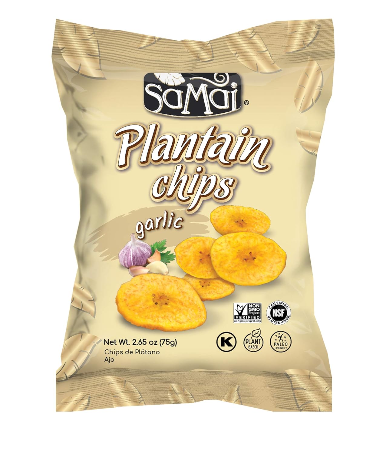 SAMAI Plantain Chips Garlic 2.65oz 15 ct Case