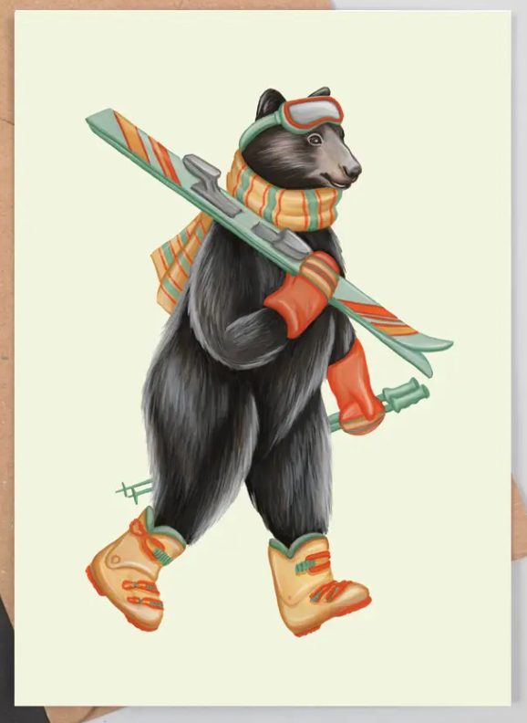 Bear with Skis Notecard