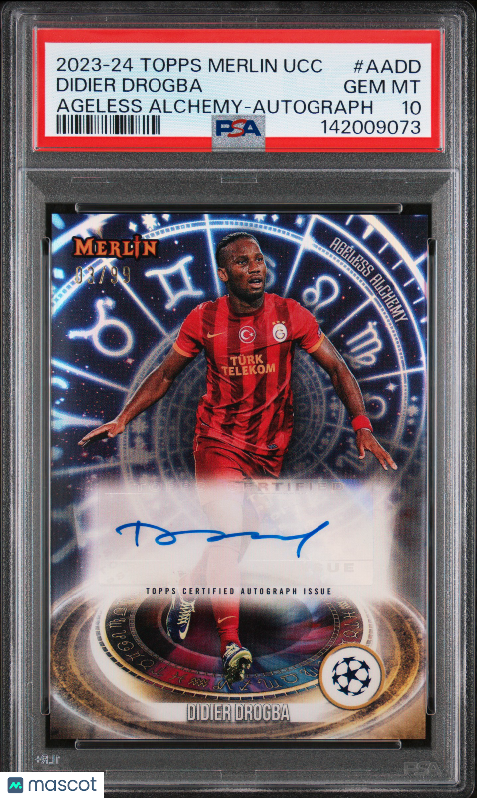 2023-24 Topps Merlin UEFA Club Competitions Ageless Alchemy Didier Drogba #AADD Autograph /99 PSA 10