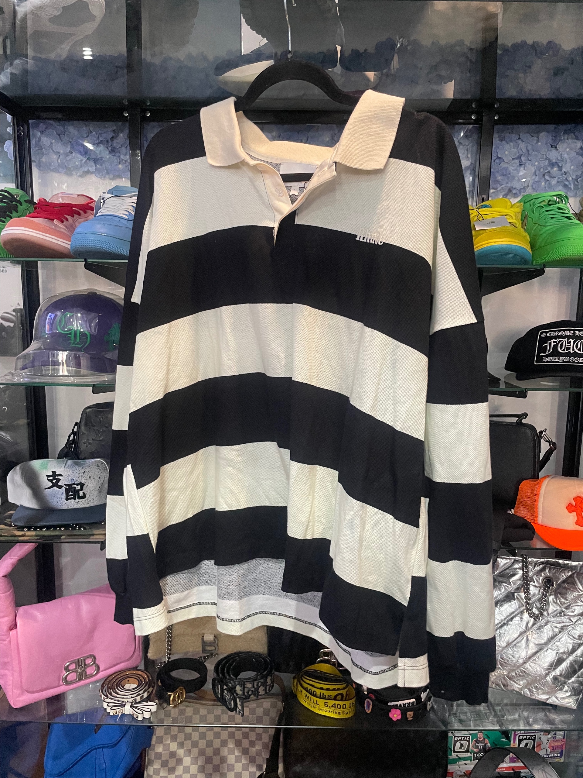 Rhude black and white long sleeve size L (new)
