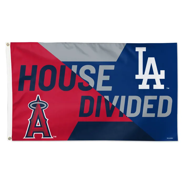 Los Angeles Dodgers V Los Angeles Angels House Divided Deluxe Flag 3x5'