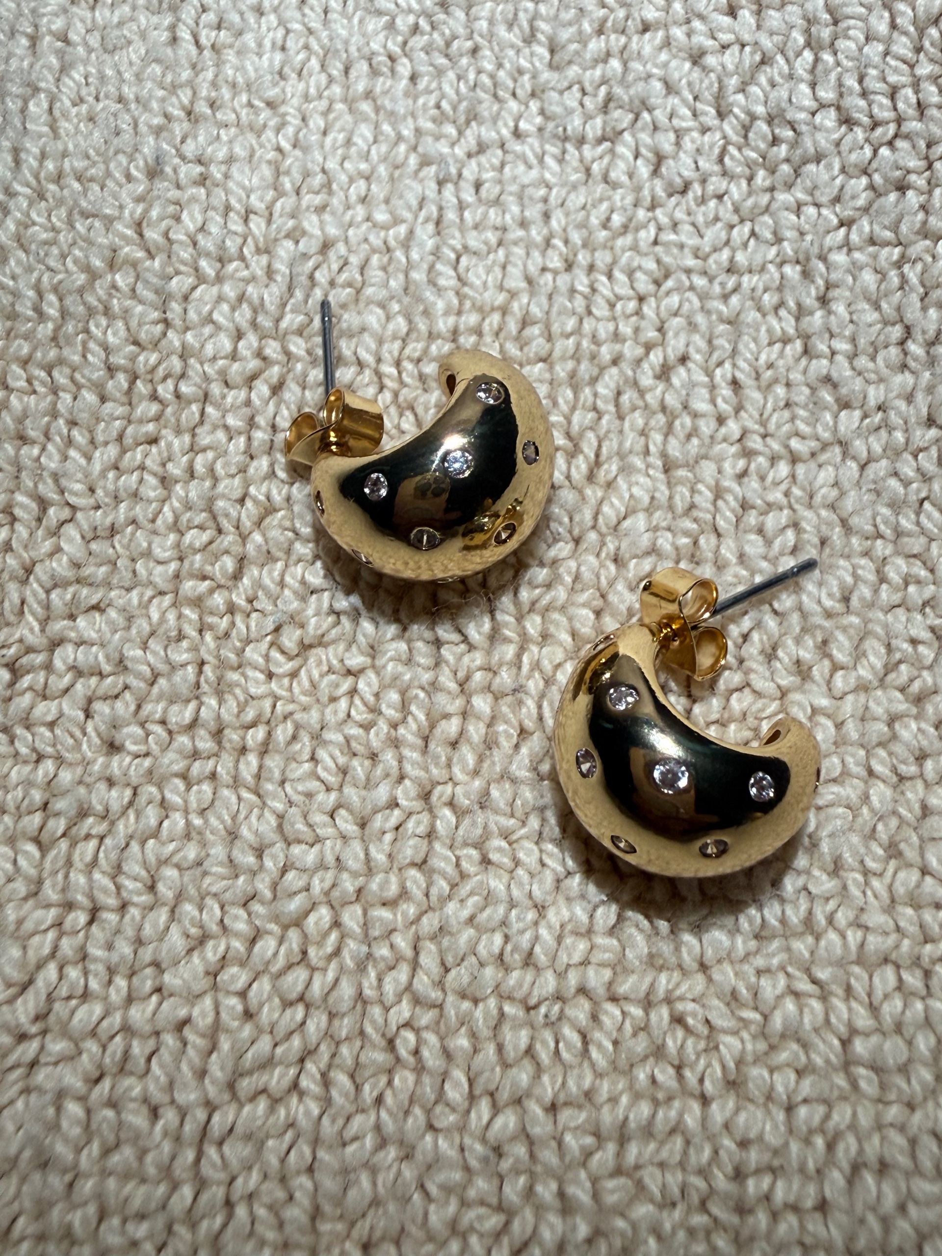 Gold & Rhinestone Hoops