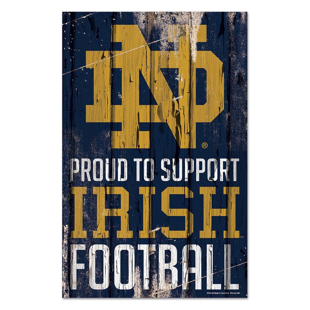 Notre Dame Fighting Irish Proud to Support Wooden Sign 11x17"