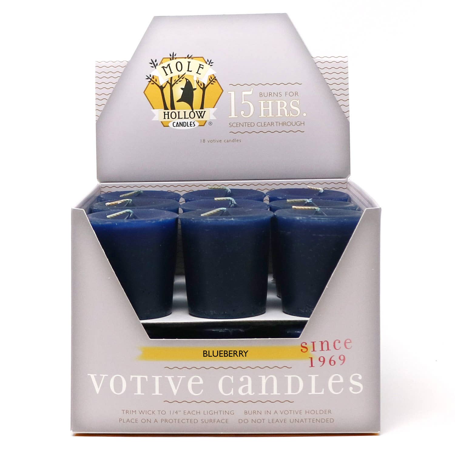Blueberry Scented Votive Candles, Box of 18