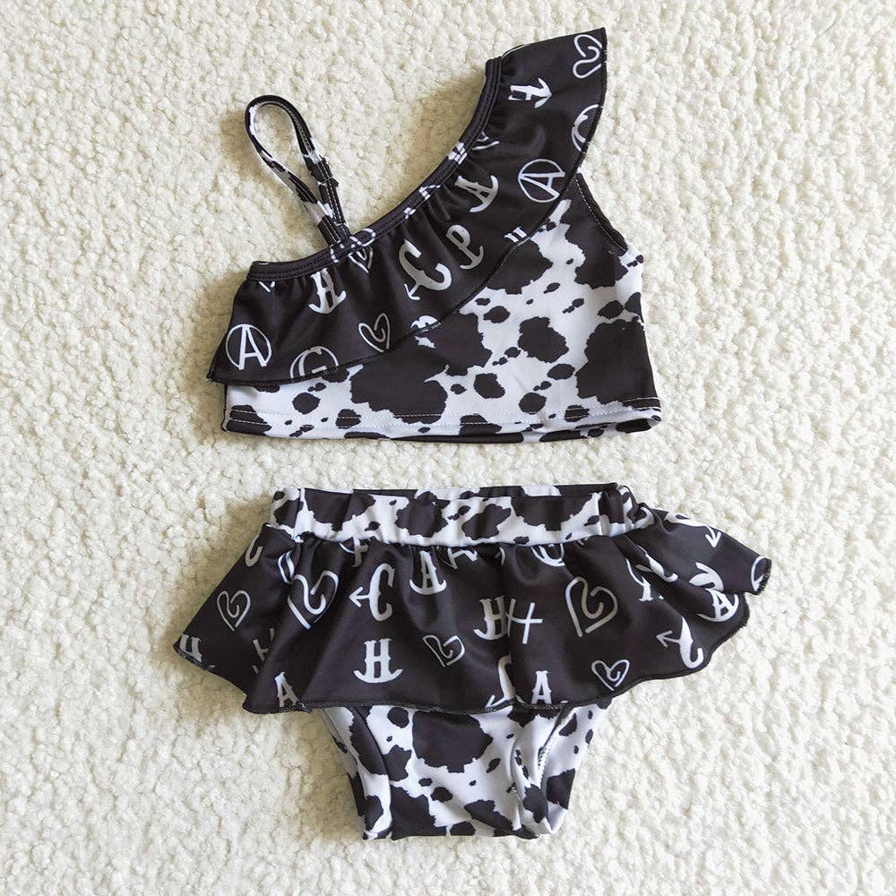 Black Western Cowprint 2Pc SwimSuit