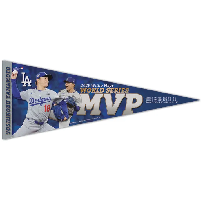 Los Angeles Dodgers Yoshinobu Yamamoto 2025 World Series MVP Premium Pennant 12x30"