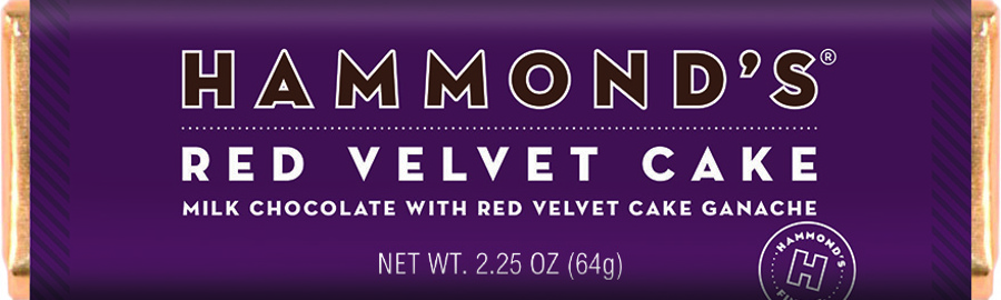 Hammond's Red Velvet Ganache Milk Chocolate Bar 2.25 oz 12 ct