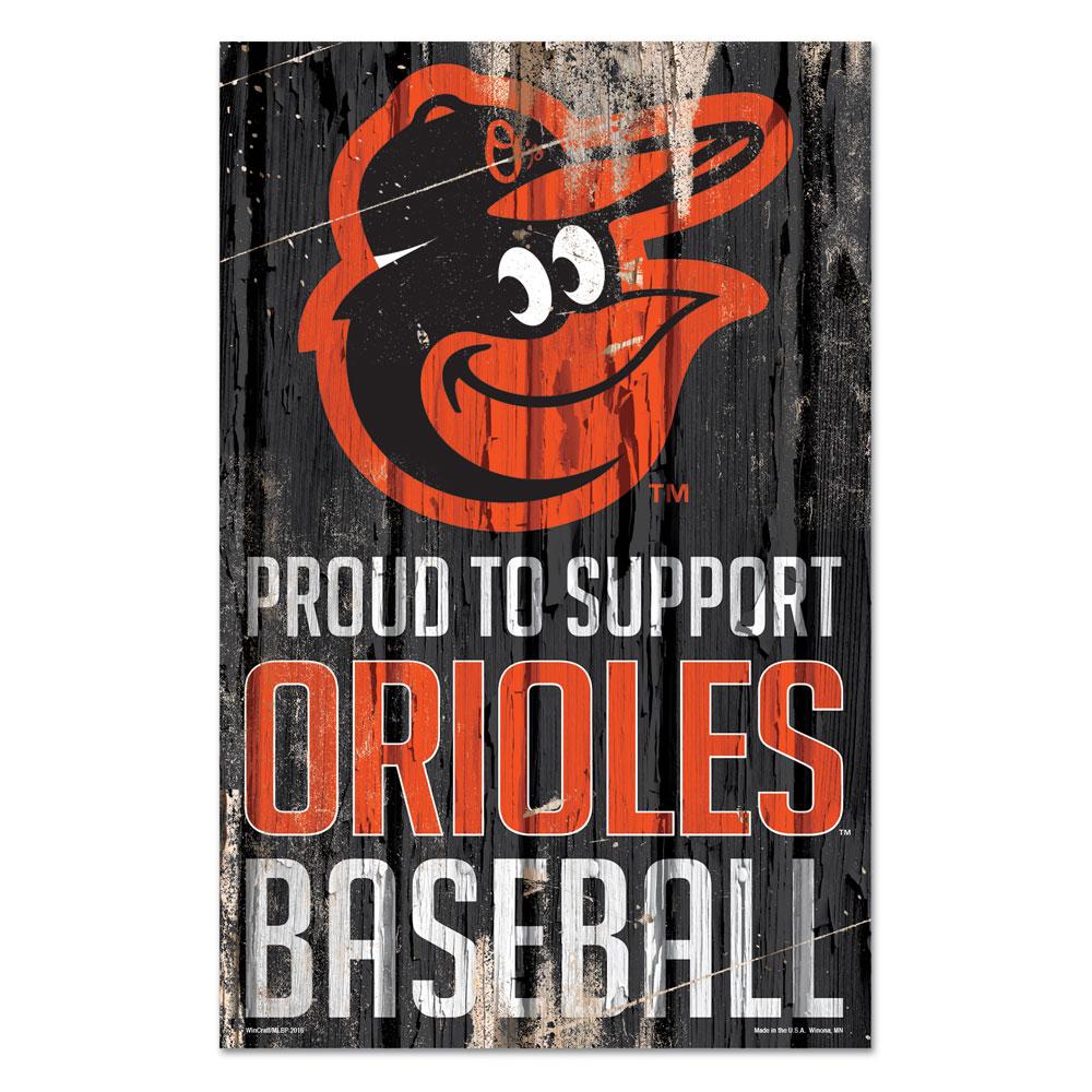 Baltimore Orioles Proud to Support Wooden Sign 11x17"