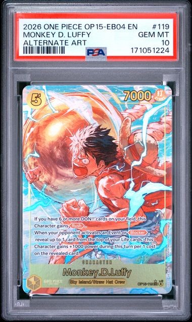 2026 ONE PIECE OP15-EB04-ADVENTURE ON KAMI'S ISLAND #119 MONKEY D. LUFFY ALTERNATE ART