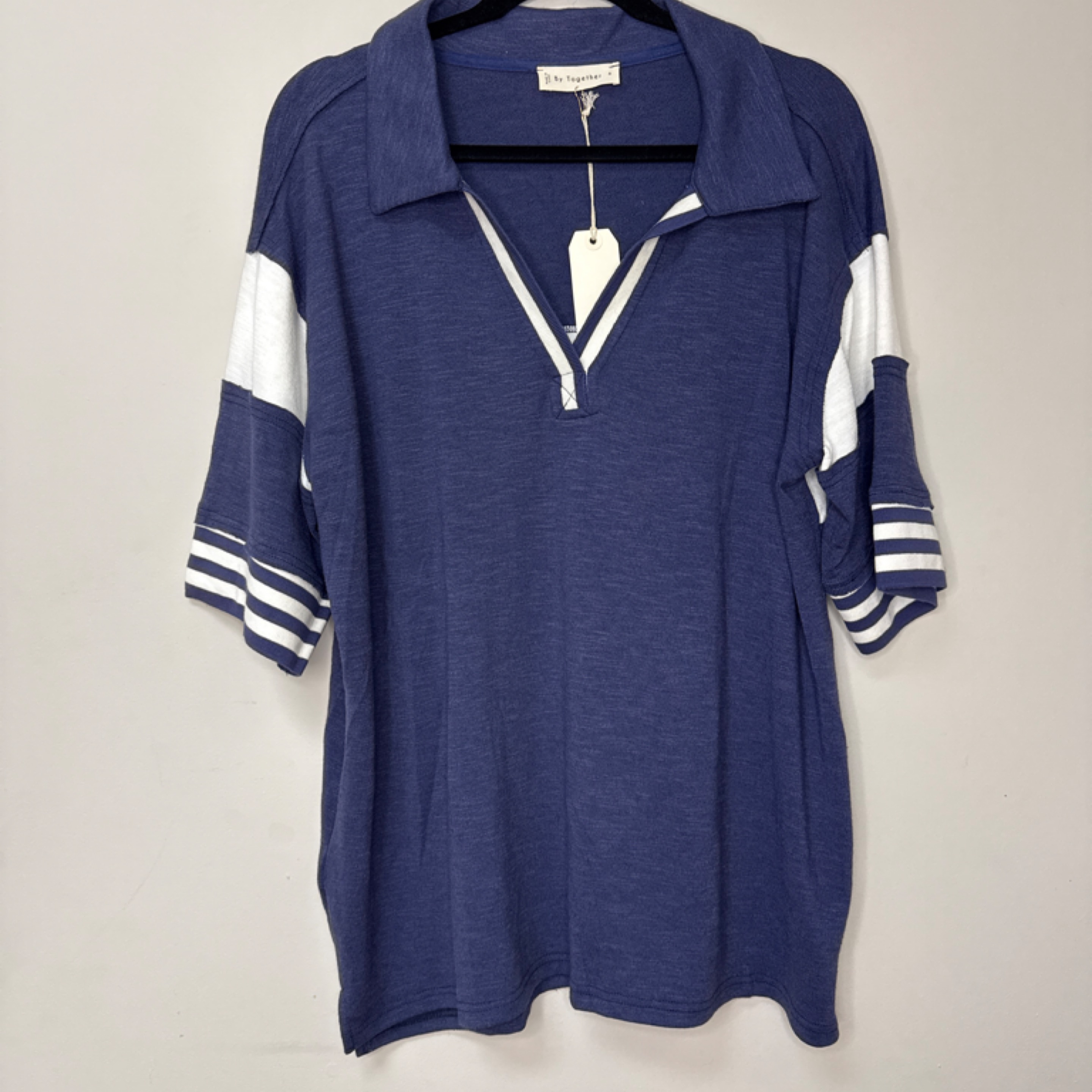 By Together navy/white top — Bama Tan boutique, Tuscaloosa AL