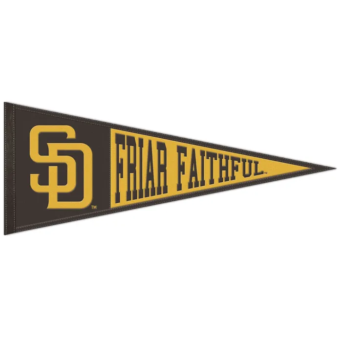 San Diego Padres Embroidered Friar Faithful Wool Pennant 13x32"