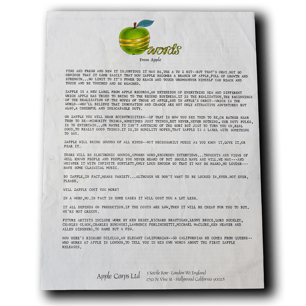 Beatles, The -- Zapple Press Release [Ephemera Other]