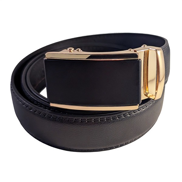 46" Cut To Size Black Gold Black Ratchet Belt