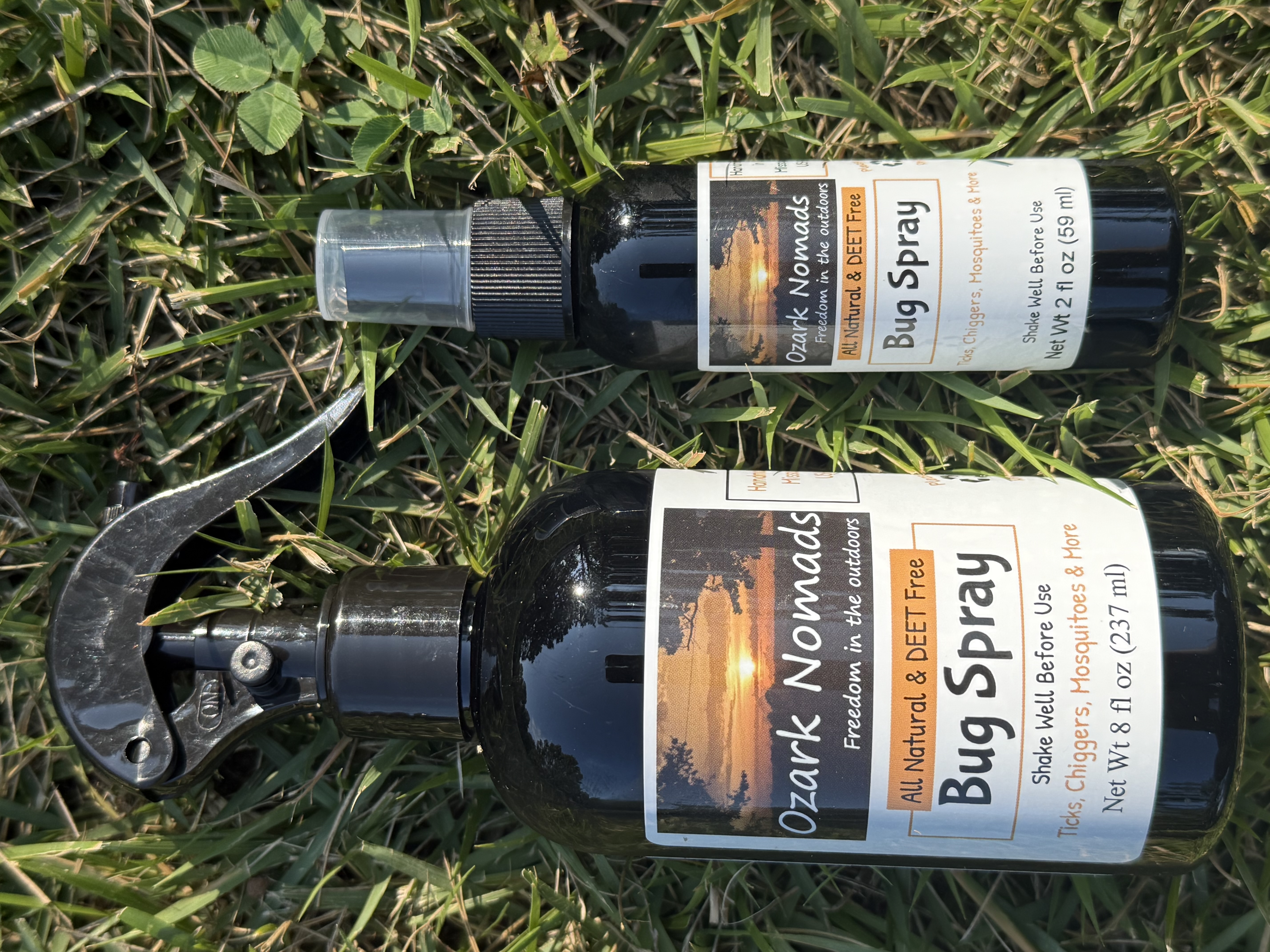 Ozark Nomads Bug Spray in the outdoors
