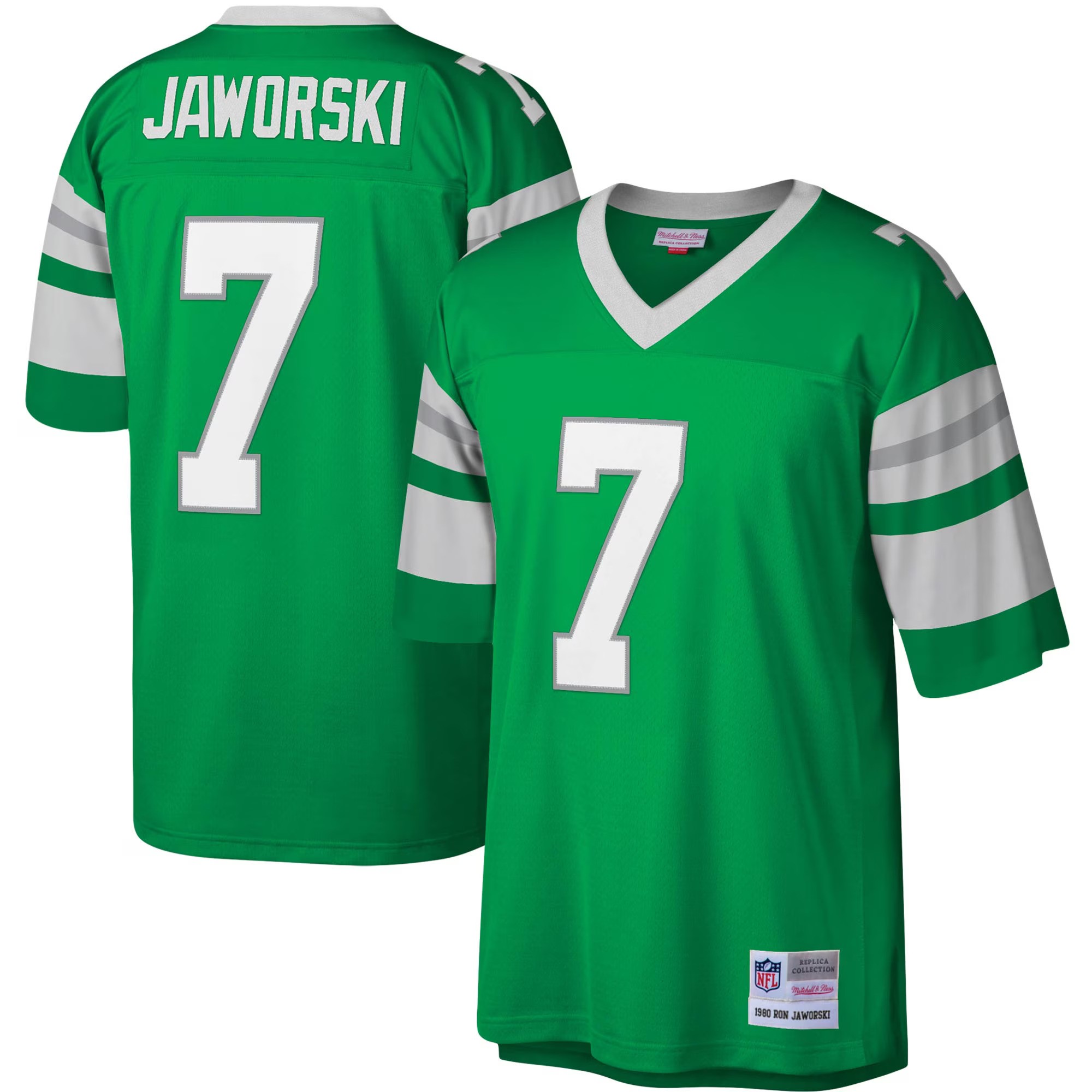 Philadelphia Eagles 1980 Ron Jaworski #7 Mitchell and Ness Kelly Green Jersey