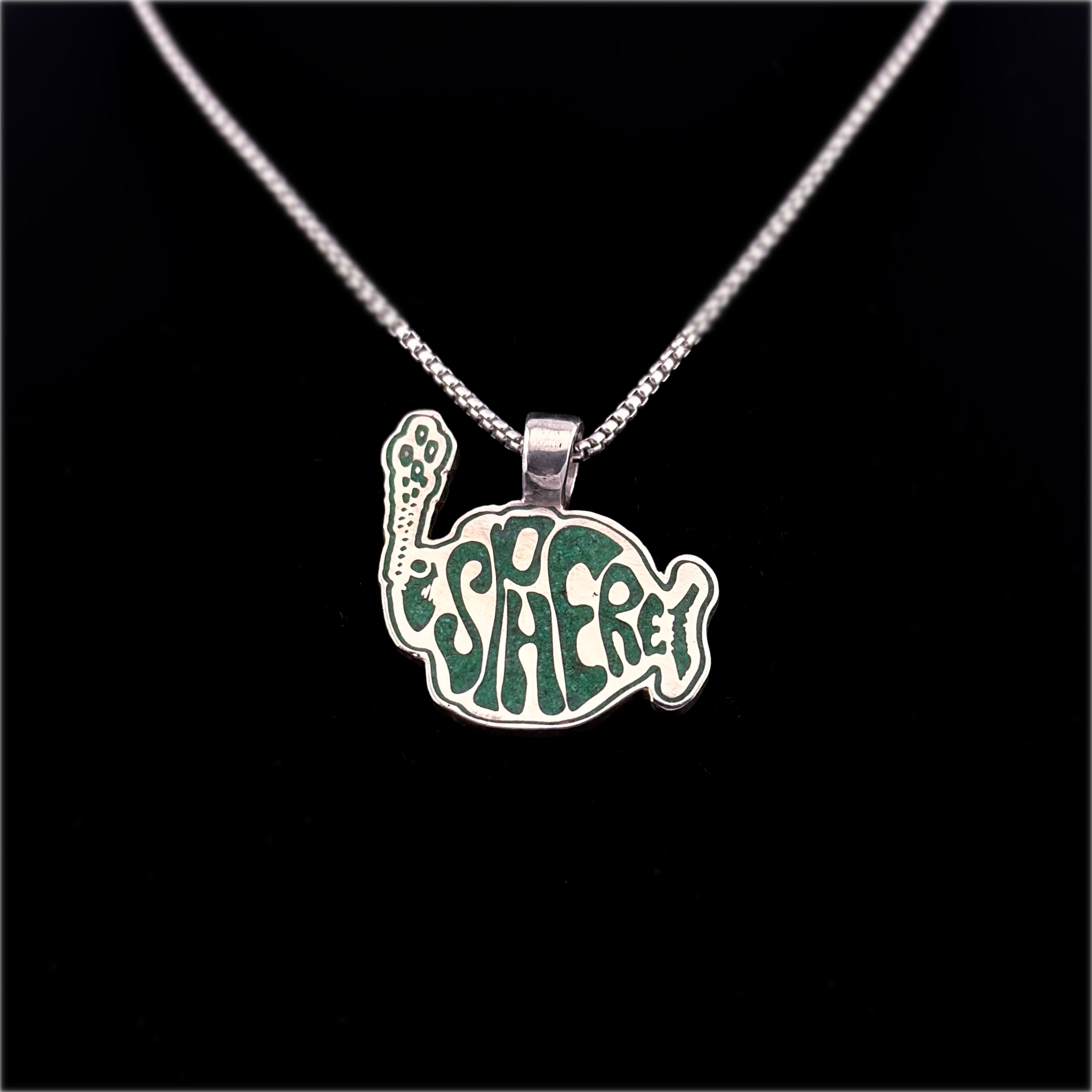 Phish Sphere Pendant – Green Malachite Inlay, Sterling Silver (1 of 1)