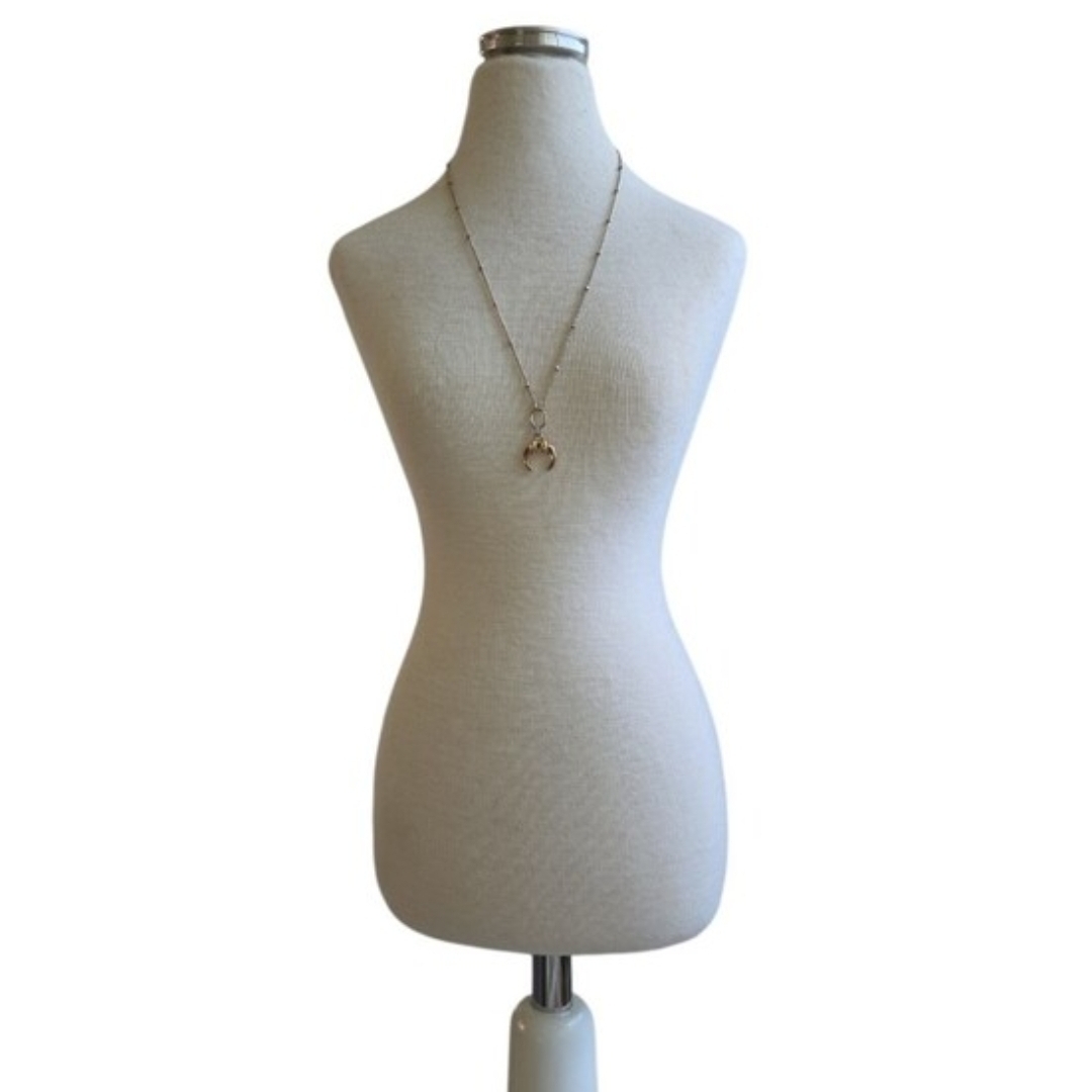 Guess Gold Toned Pendant Necklace with Half Moon Charm 16"