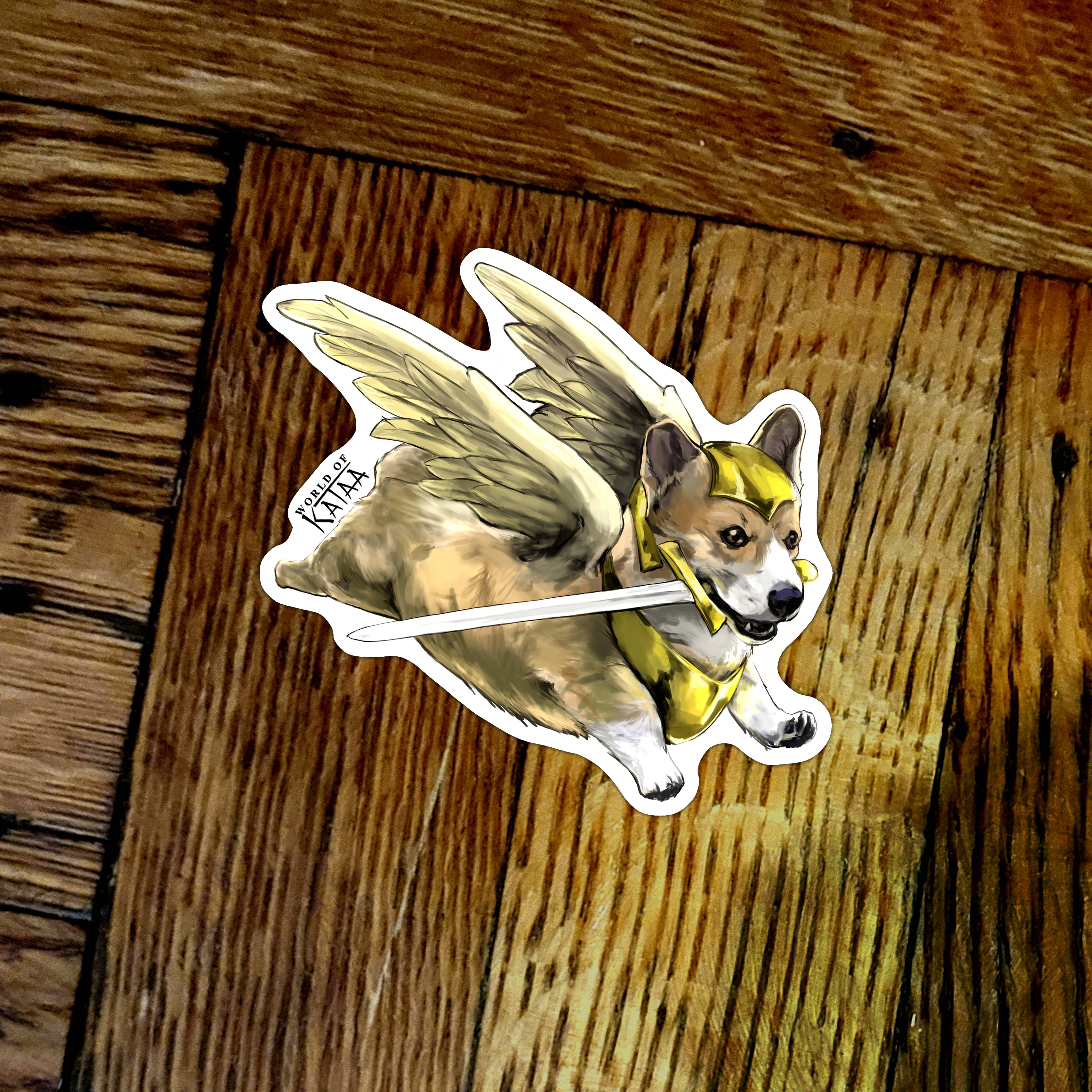 Santi of all Trades - Angel Corgi Vinyl Sticker | World of Kataa