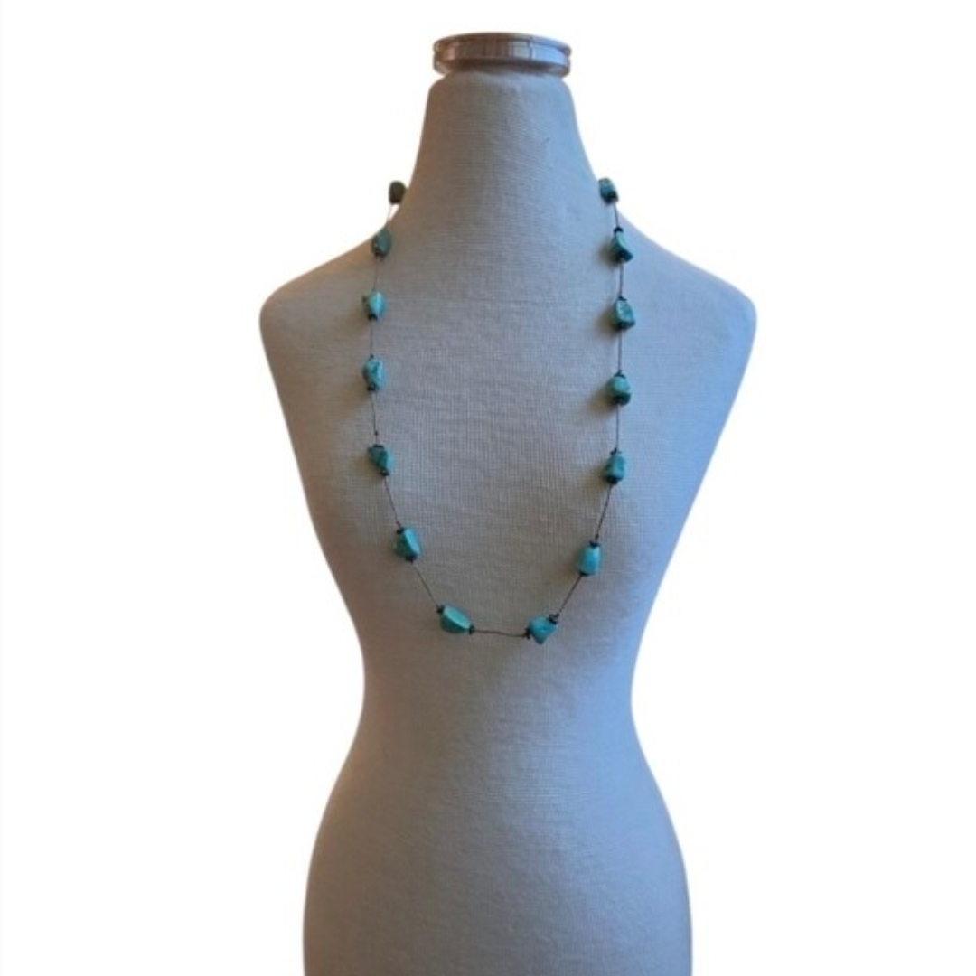 Vintage Silver Turqouise Nugget Stones Necklace