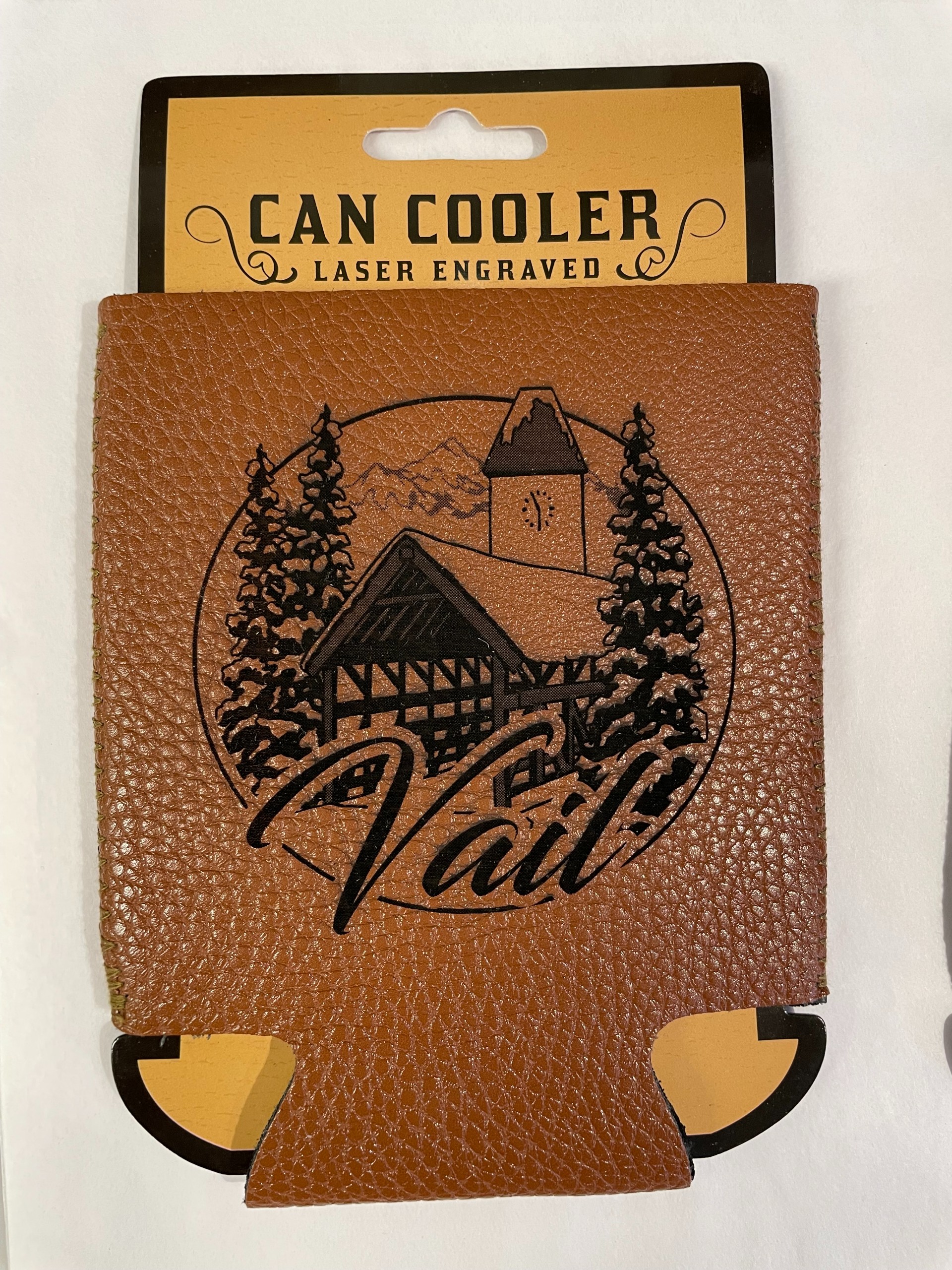 Vail Leather Laser Engraved Koozie