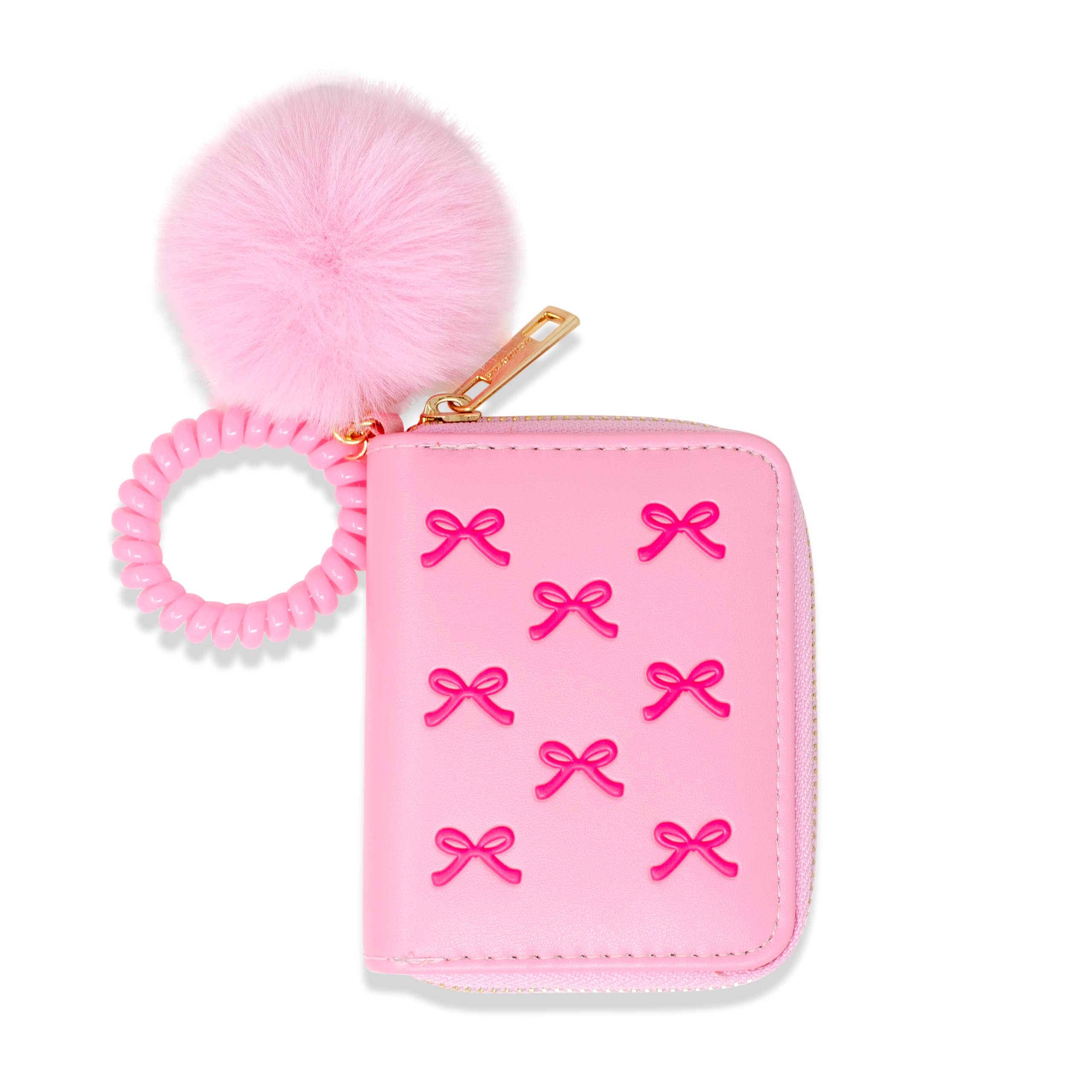 3D Bow Pom Pom Zip Wallet