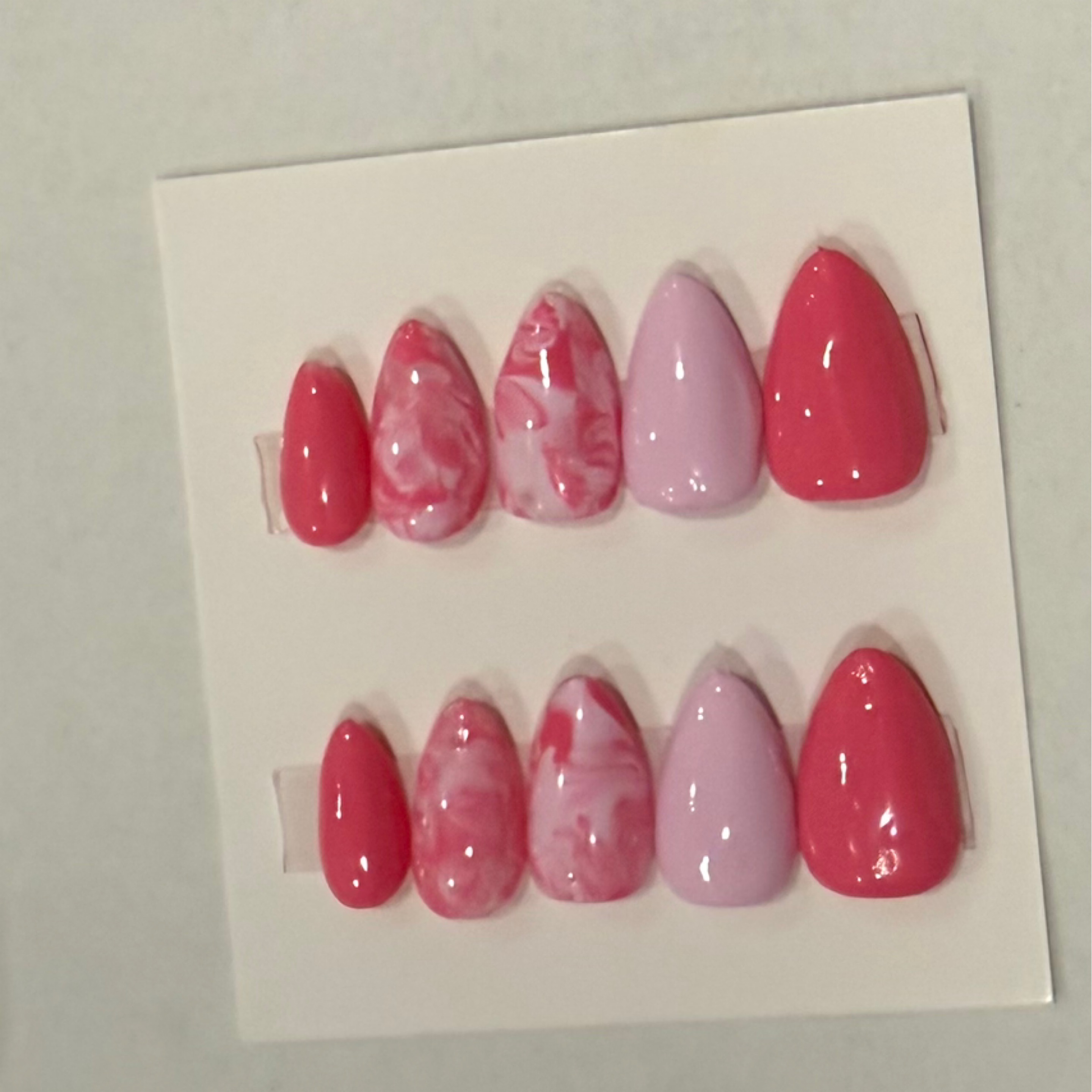 Pinky marble hand-painted nail set