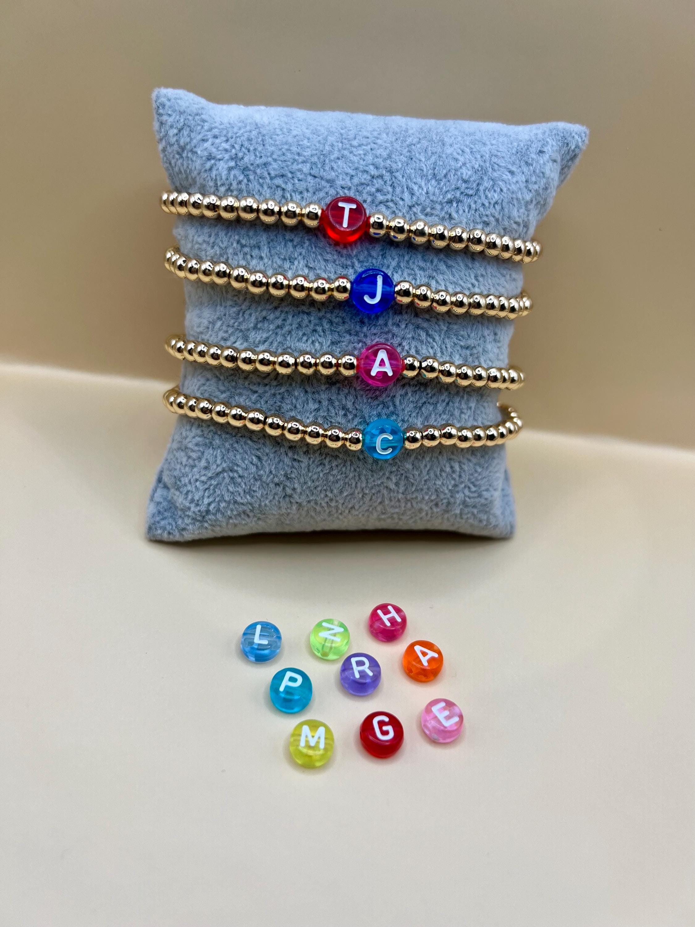 Custom Name initial Bracelet: Personalized Beaded Word Bracelet view 6