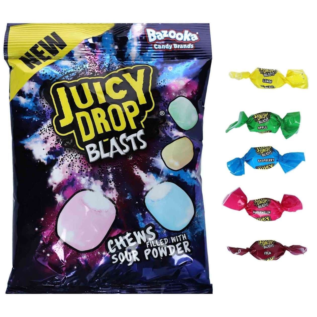 Bazooka UK Juicy Drop Blasts Sour Powder Chews 140g 12 Pack