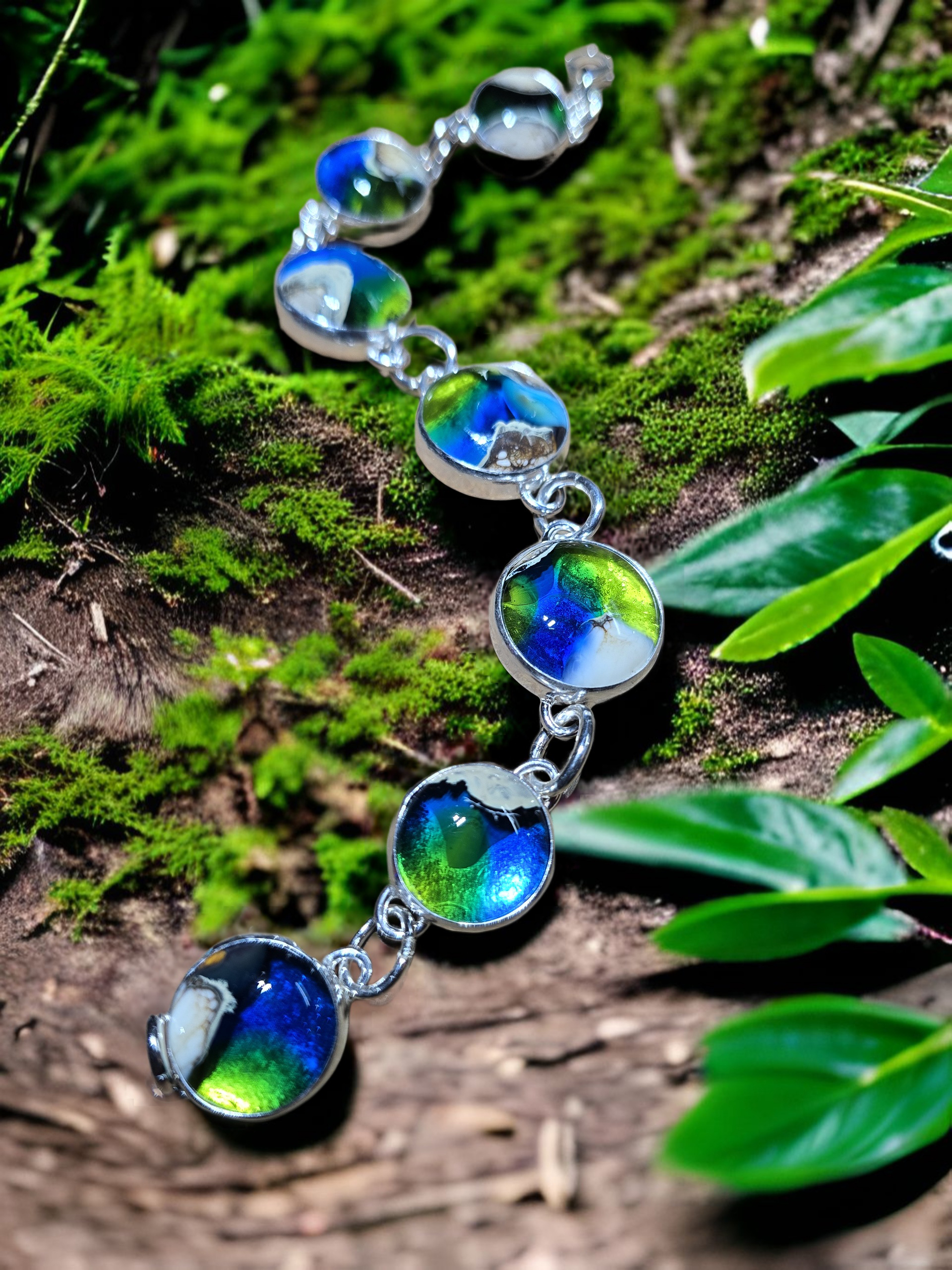Ocean Kiln Fired Bracelet by Moss Creek Art