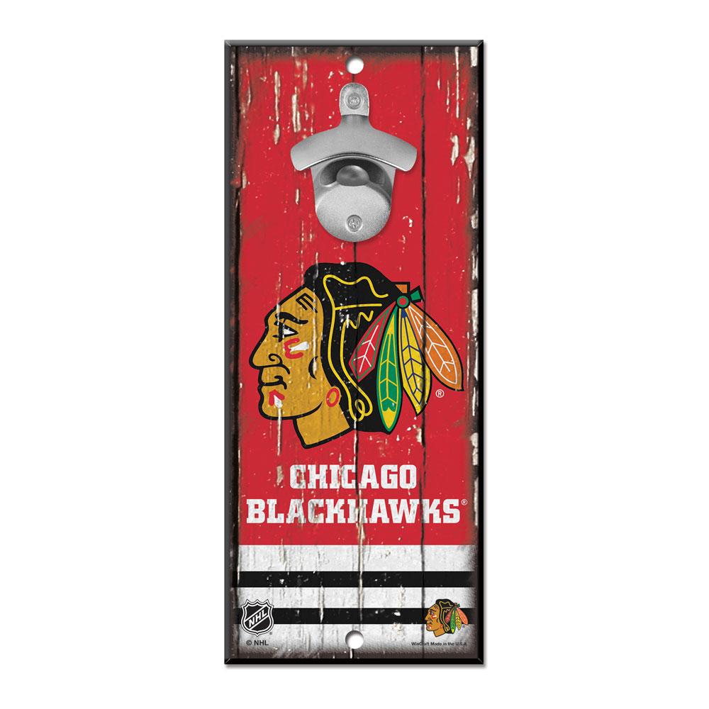 Chicago Blackhawks Wood Bottle Opener 5x11"