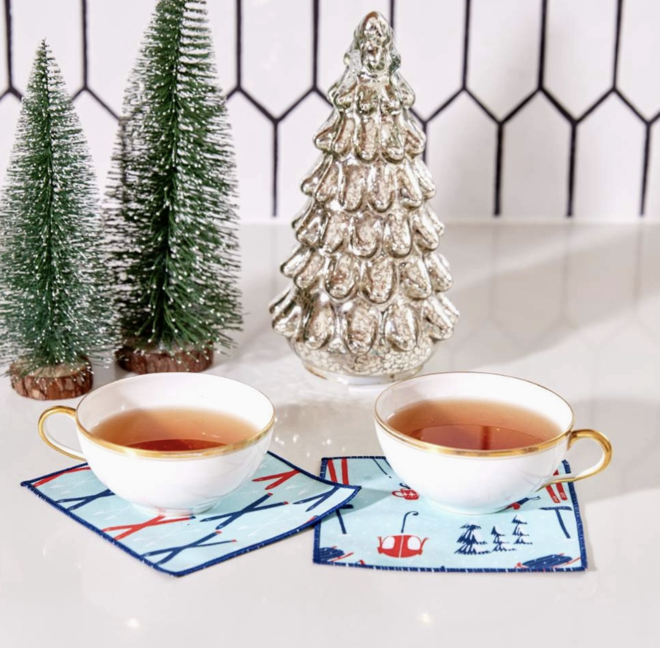 Ski Vacation Reusable Eco Cocktail Napkins: Set of 8