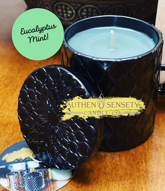 Black Glossy Decorative - "Eucalyptus Mint"