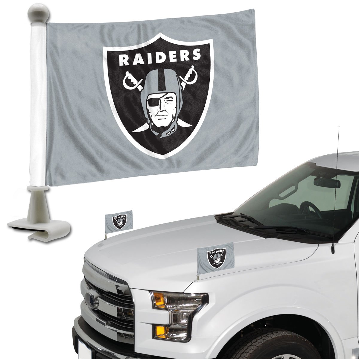 Las Vegas Raiders Grey Ambassador Car Flags Set