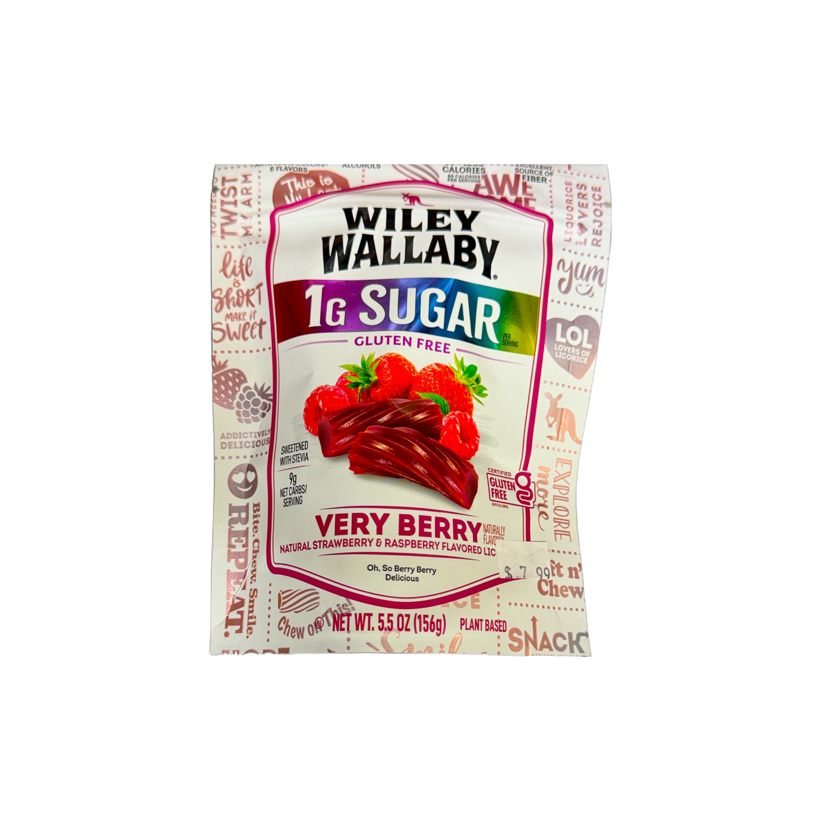 LOW SUGAR Wiley Wallaby Very Berry GF licorice 5.5oz bag