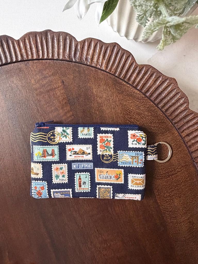 Keychain Pouch – Postage Stamps Navy, photo 2 of 5