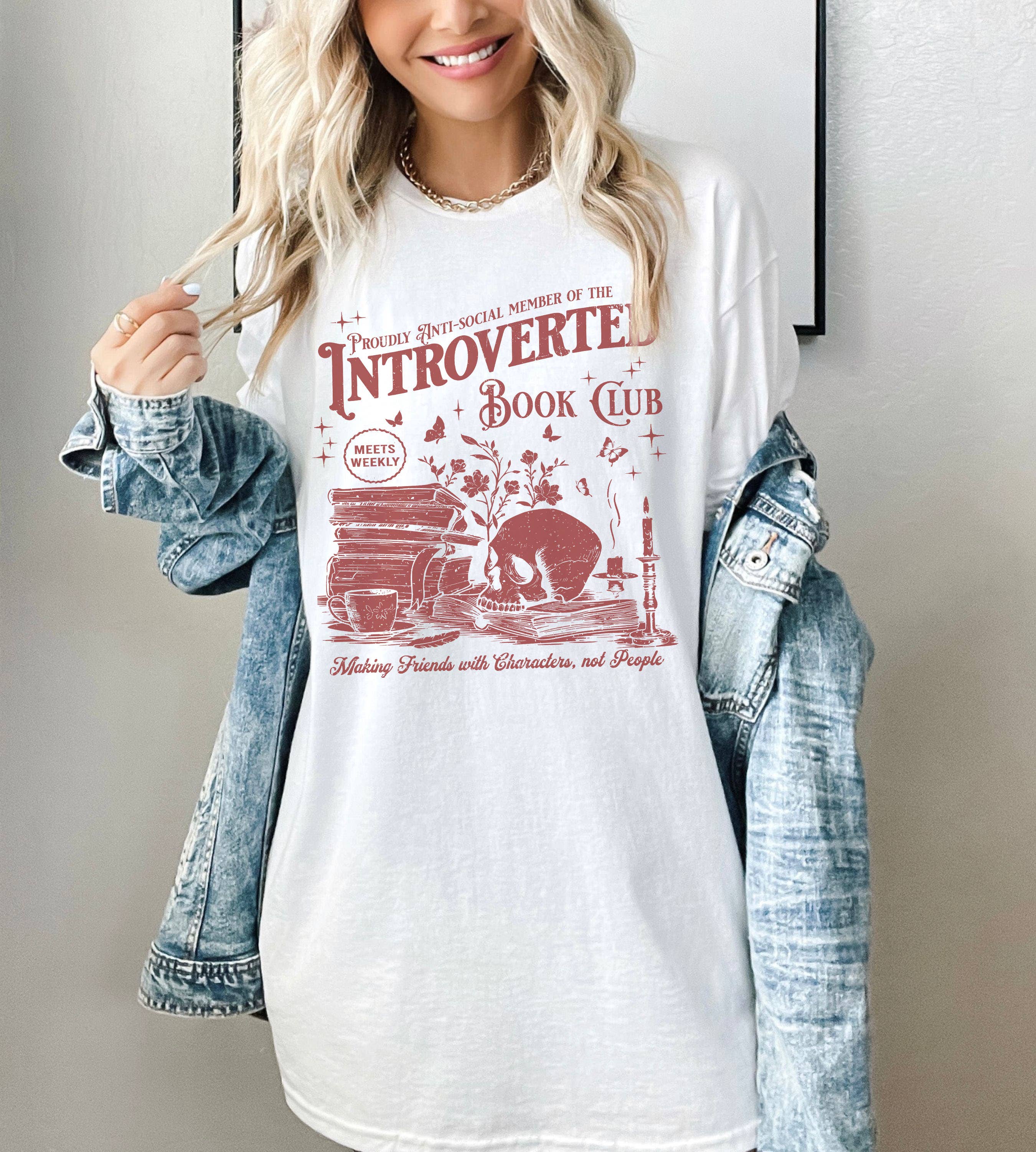 Introverted Book Club Shirt, Romance Reader and Book Lover: Black