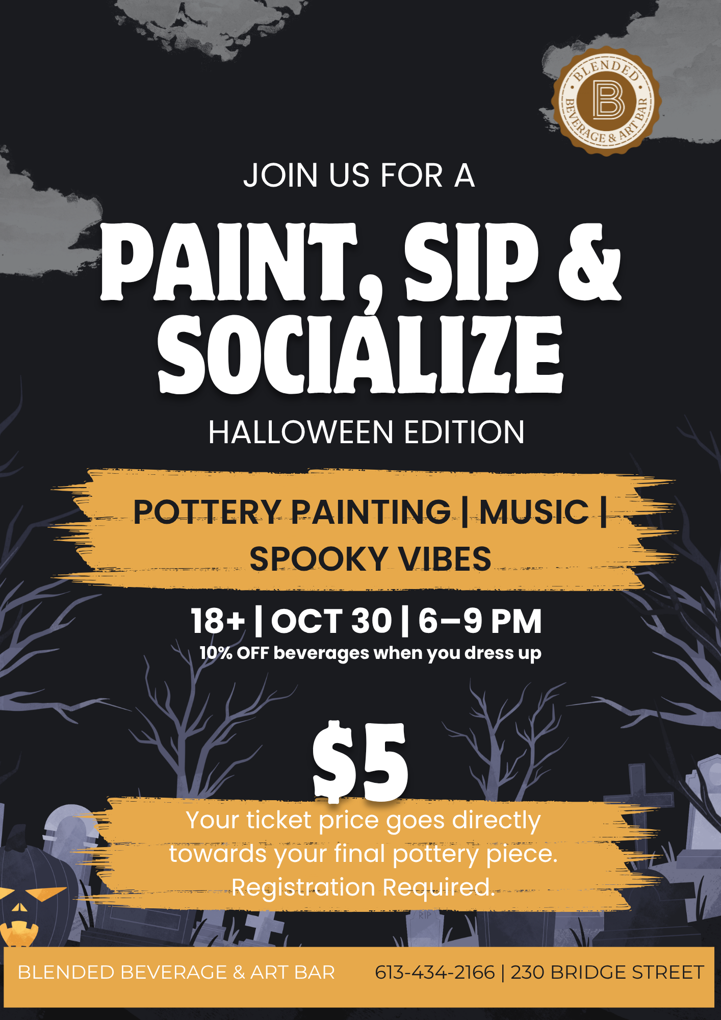 PAINT, SIP & SOCIALIZE- Halloween Special